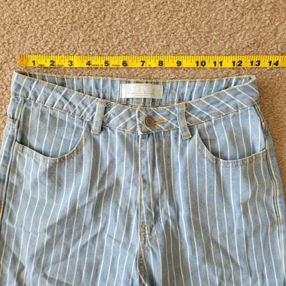 Stella‎ Laguna Beach Sz S Blue & White Striped High Rise Straight Leg Jeans - Picture 8 of 10